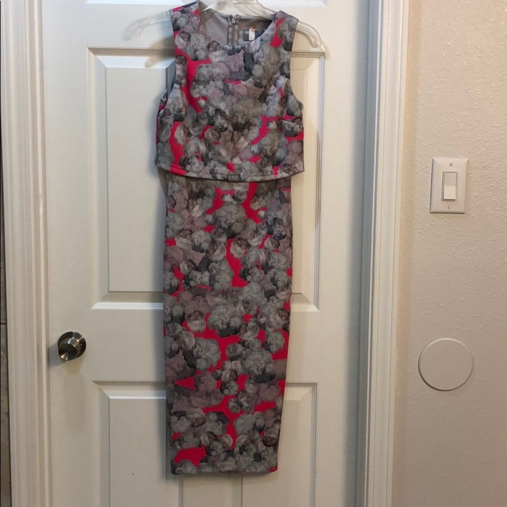 ASOS Pink and Grey fitted scuba dress